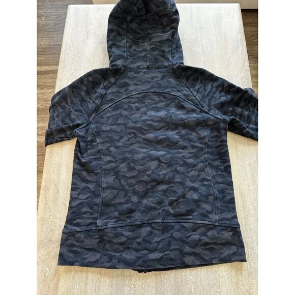 Lululemon Scuba Hoodie Light Cotton Fleece Sequoia Camo Print Deep Coal Black 10 - Picture 8 of 8